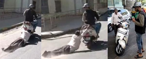 B'luru horror: Two-wheeler rider rams into car, drags driver for nearly 1 km B'luru horror: Two-wheeler rider rams into car, drags driver for nearly 1 km