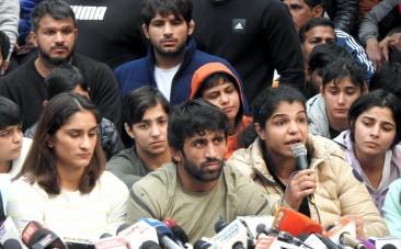 Wrestlers on protest