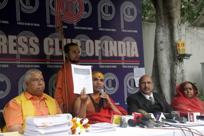 File Photo of Ramalaya Trust Secretary Swami Avimukteshwaranand Saraswati addressing a press conference regarding the construction of Ram Temple in Ayodhya; in New Delhi on Nov 14, 2019. Dharam censor board