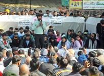 New Delhi: Indian wrestler Bajrang Punia addresses a press conference during their protest against the Wrestling Federation of India (WFI) president Brijbhushan Sharan Singh, at Jantar Matar in New Delhi on Friday, Jan. 20, 2023