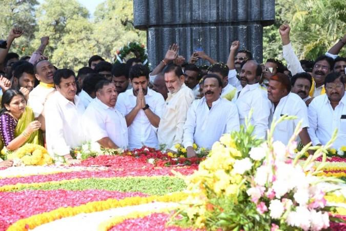 Lokesh pays tributes to NTR ahead of 4,000 km-long padyatra Lokesh pays tributes to NTR ahead of 4,000 km-long padyatra
