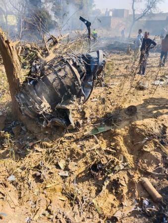Bharatpur: The wreckage of a chartered plane that crashed in Bharatpur district on Saturday, Jan. 28, 2023 Bharatpur: The wreckage of a chartered plane that crashed in Bharatpur district on Saturday, Jan. 28, 2023