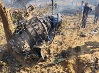 Bharatpur: The wreckage of a chartered plane that crashed in Bharatpur district on Saturday, Jan. 28, 2023