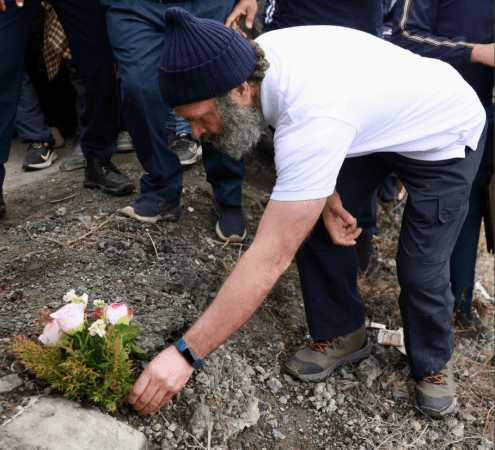 Congress leader paying tributes to CRPF personnel who lost their lives in south Kashmir Pulwama district in a dreaded terror attack in 2019. Bharat Jodo Yatra