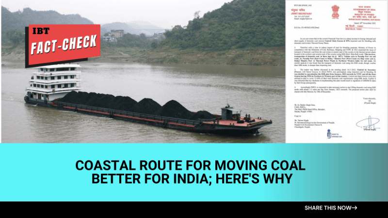 Fact check: Coastal route to move coal averts power crisis, fulfils India's climate commitments Fact check: Coastal route to move coal averts power crisis, fulfils India's climate commitments