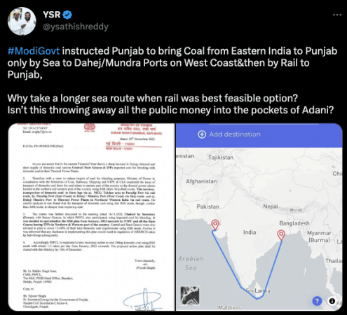 YSR tweet Fact check: Coastal route to move coal averts power crisis, fulfils India's climate commitments