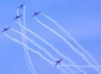 Bengaluru: Indian Air Force's (IAF) Suryakiran Aerobatic team perform during the full dress rehearsal of Aero India 2023, at Yelahanka air base in Bengaluru, on Saturday, Feb. 11, 2023