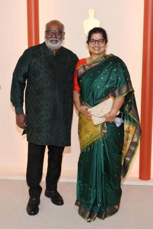 MM Keeravani with wife Srivalli RRR