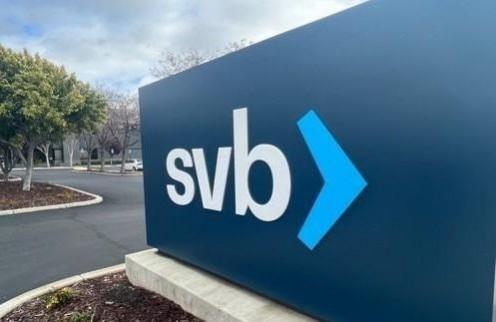 This photo taken March 11, 2023, shows the logo of Silicon Valley Bank at its headquarters in California. (Yonhap/IANS) SVB