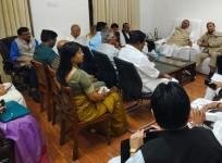 Congress President & Leader of Opposition Rajya Sabha, Shri Mallikarjun Kharge meeting the leaders of like minded Opposition parties in LOP chamber in Parliament building.