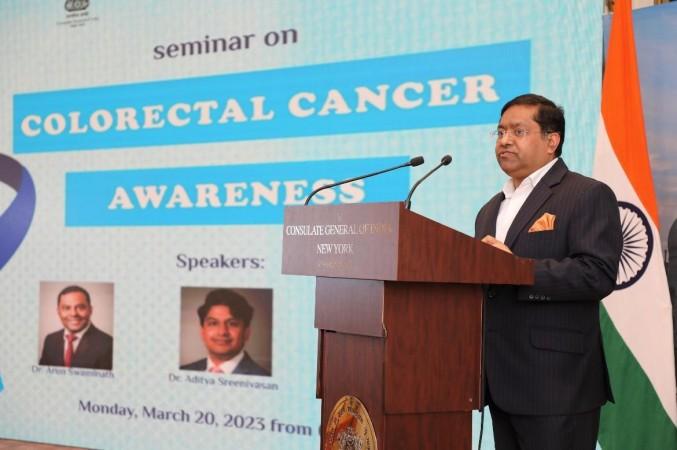 Consul General of India in New York, Randhir Jaiswal speaks at the colon cancer seminar in New York Consul General of India in New York, Randhir Jaiswal speaks at the colon cancer seminar in New York