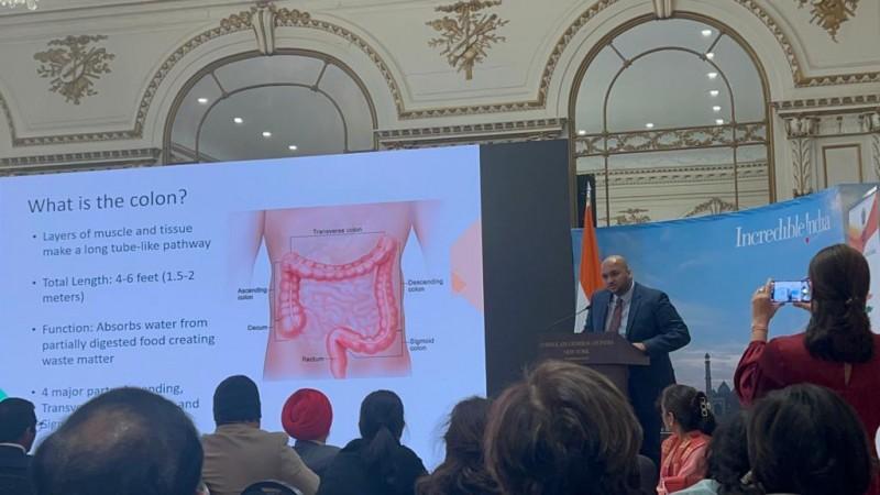Dr Peter Bhandari at the NY seminar on colon cancer Dr Peter Bhandari at the NY seminar on colon cancer