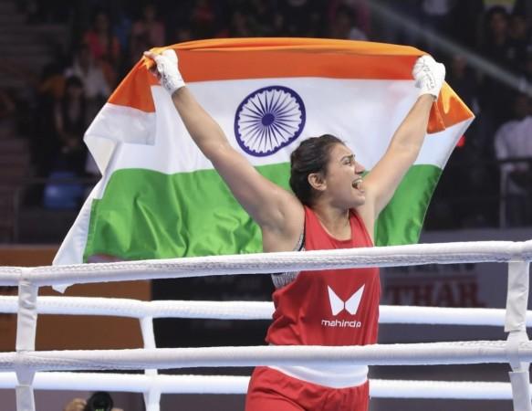 New Delhi: India's Saweety Boora celebrates her win over China's Wang Lina during the final match in 81 kg category at the 2023 IBA Women's Boxing World Championships in New Delhi on Saturday, March 25, 2023. India's Saweety Boora celebrates her win over China's Wang Lina during the final match in 81 kg category at the 2023 IBA Women's Boxing World Championships in New Delhi