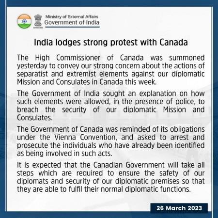 India summons Canadian envoy over Khalistan protests, seeks explanation India summons Canadian envoy over Khalistan protests, seeks explanation