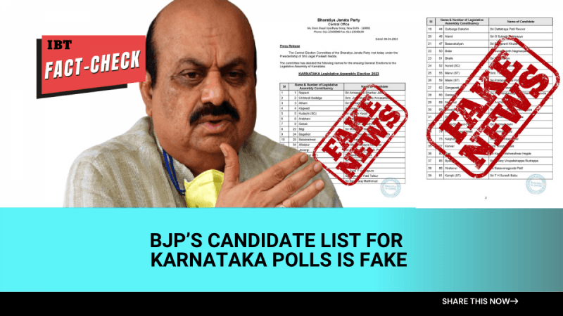Fact check: BJP's candidate list for Karnataka elections is FAKE; see facts here