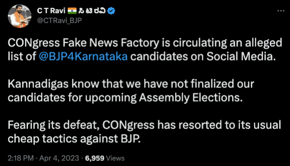 Fact check: BJP's candidate list for Karnataka elections is FAKE; see facts here Fact check: BJP's candidate list for Karnataka elections is FAKE; see facts here