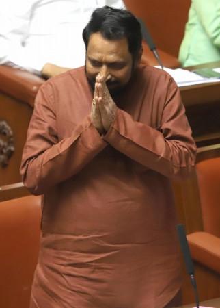 Karnataka Deputy Chief Minister Laxman Savadi after taking oath as Karnataka BJP MLC during the State Legislature Session at Vidhan Soudha, in Bengaluru on Feb 18, 2020. (Photo: IANS) Laxman Savadi