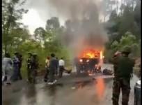 Five army soldiers were killed while one soldier was injured in Jammu and Kashmir's Poonch district on Thursday when the vehicle they were travelling in caught fire due to likely use of grenades by the terrorists, the army said.