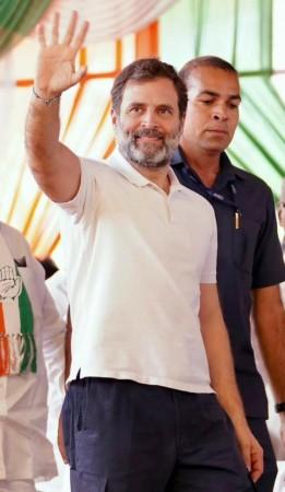 Bidar: Congress leader Rahul Gandhi during a public event at Balki in Bidar district, on Monday, April 17, 2023. Rahul Gandhi