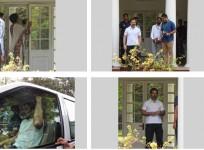 Congress leader Rahul Gandhi hands over the key of 12, Tughlak Lane bungalow to the officials as he vacates the bungalow after his disqualification as a Lok Sabha MP in New Delhi on Saturday, April 22, 2023
