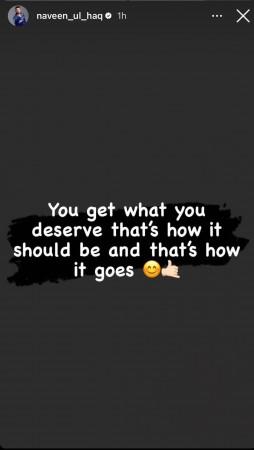 Naveen Ul Haq's IG story