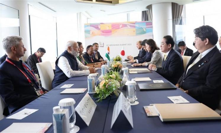 PM in a bilateral meeting with the Prime Minister of Japan, Mr. Kishida Fumio, in Hiroshima, Japan on May 20, 2023 India-japan