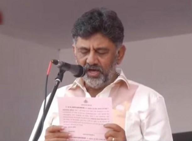 DK Shivkumar taking oath of office as Deputy Chief Minister of Karnataka DK Shivakumar