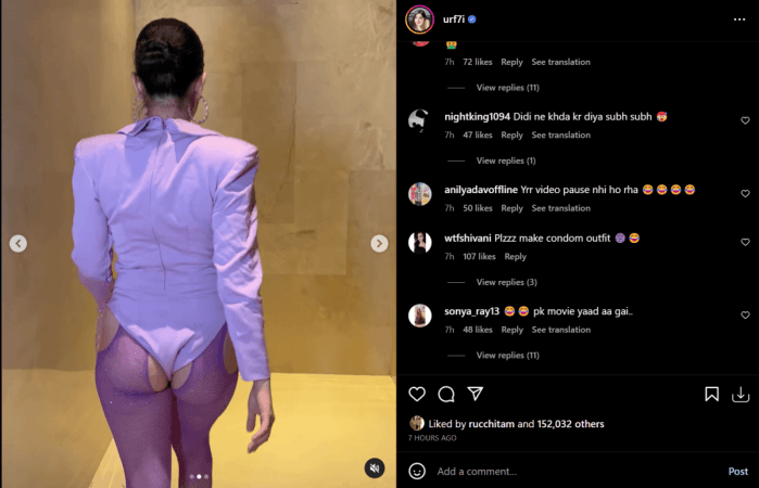 Uorfi Javed flaunts her boobs and butt in butterfly bodysuit and stockings;  netizens react [Watch] - IBTimes India