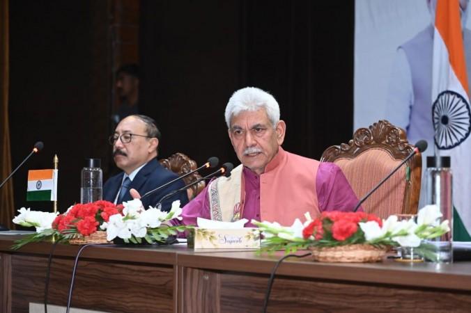 Jammu and Kashmir Lieutenant Governor Manoj Sinha interacting with media persons at Srinagar LG Manoj Sinha