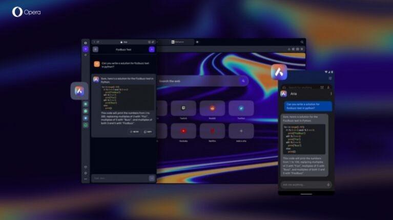 Opera unveils ChatGPT-powered integrated AI side panel 'Aria'. Opera unveils ChatGPT-powered integrated AI side panel 'Aria'