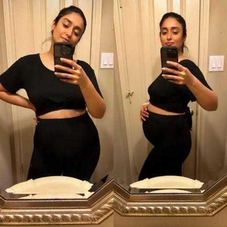 Ileana flaunted her baby bump in a beautiful black slit dress.