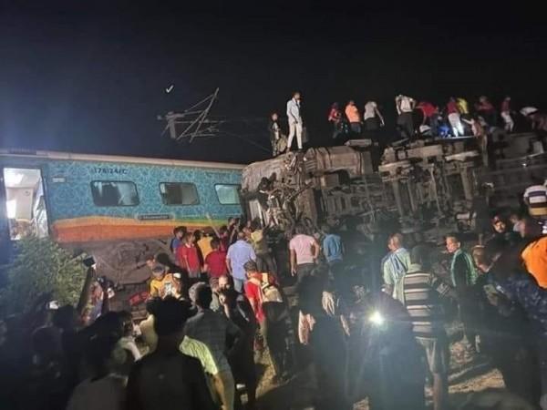 Express overturns after hitting goods train at Odisha's Balasore, fatalities feared Express overturns after hitting goods train at Odisha's Balasore, fatalities feared