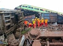 Rescue operation underway at the site where Coromandel Express, Bengaluru-Howrah Express and a goods train met with an accident, in Balasore district, Saturday, June 03, 2023.