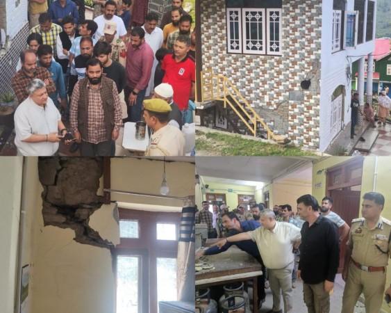 Deputy Commissioner Doda Vishesh Mahajan and SSP Doda Abdul Qayoom take stock of damages caused by earthquake Doda earthquake