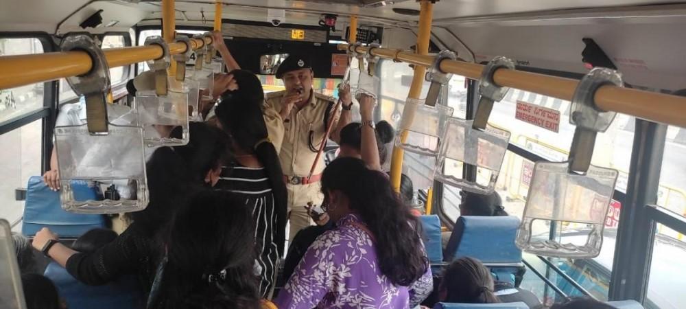 B'luru police officers ride BMTC buses to educate women on safety; address concerns [details]