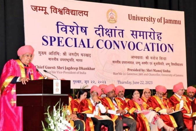 Vice President Jagdeep Dhankhar addressing special convocation of University of Jammu Vice President Jagdeep Dhankhar