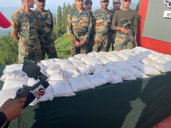 55 packets of brown sugar recovered from terrorists killed on LoC in Kupwara district of Jammu and Kashmir narcotics