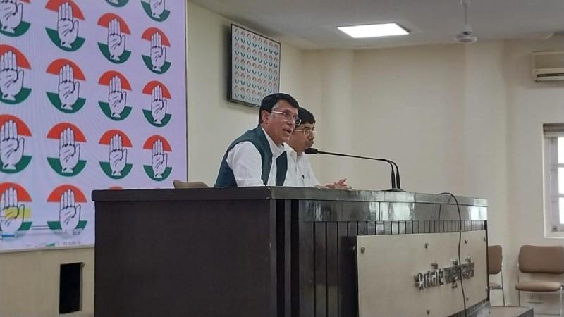 Congress Spokesperson Pawan Khera addressing a press conference at party headquarters on July 28, 2023 khera