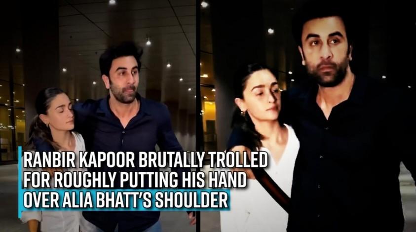 Alia Bhatt Blue Film - Ranbir Kapoor brutally trolled for roughly putting his hand over wife Alia  Bhatt's shoulder; netizens ask, \