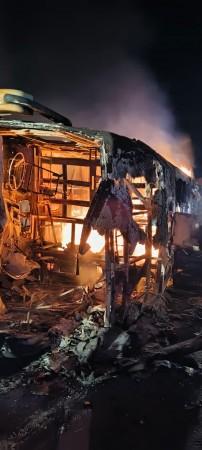 Bus with passengers charred on Nagpur-Mumbai Super-Expressway Bus fire accident
