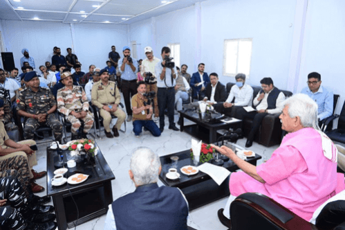 Amarnath Yatra: J&K LG visits Baltal base camp, reviews arrangements Amarnath Yatra: J&K LG visits Baltal base camp, reviews arrangements