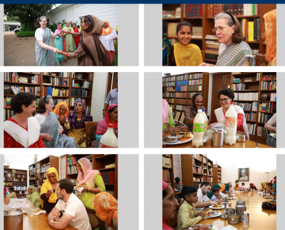 Rahul Gandhi, Sonia Gandhi, Priyanka Gandhi with women farmers Rahul Gandhi, Sonia Gandhi, Priyanka Gandhi with women farmers