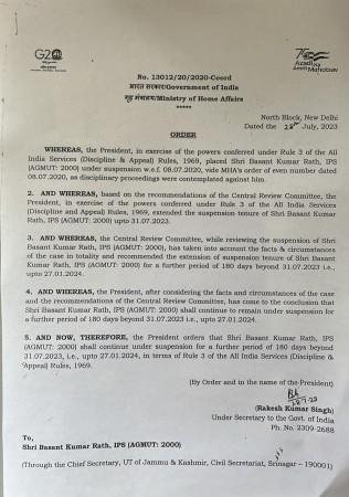Suspnesion of Basant Rath