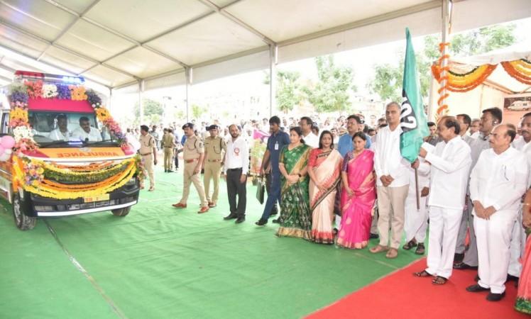 Telangana CM Flags Off 466 Emergency Vehicles Telangana CM Flags Off 466 Emergency Vehicles