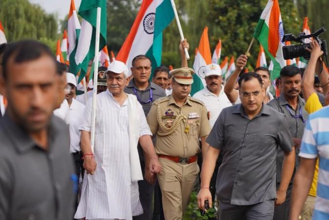 Lieutenant Governor of Jammu and Kashmir Manoj Sinha participating in the Tiranga rally in Srinagar Tiranga rally
