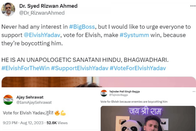 Tweets supporting Elvish Yadav Tweets supporting Elvish Yadav