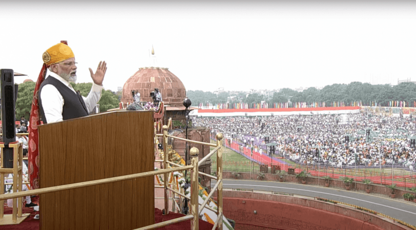 PM Modi giving customary speech at Red Fort PM Modi giving customary speech at Red Fort