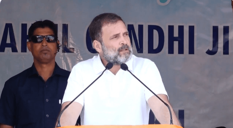 Rahul Gandhi addressing a public meeting at Kargil Rahul Gandhi