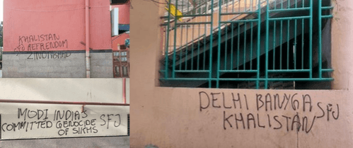 Pro-Khalistan graffiti appear at Delhi metro stations, police lodges FIR Pro-Khalistan graffiti appeared at various metro stations in the national capital on Sunday following which the Delhi Police has lodged an FIR against unknown persons.