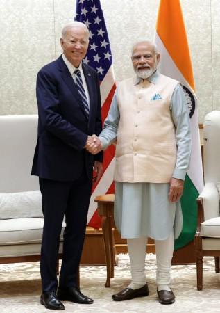New Delhi : Prime Minister Narendra Modi with US President Joe Biden during a bilateral meeting in New Delhi on Friday, September 08, 2023. (Photo:IANS/@PMOIndia) Prime Minister Narendra Modi with US President Joe Biden
